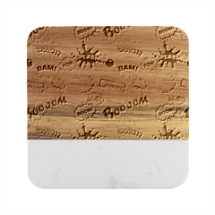 Cartoon Comics Pattern Marble Wood Coaster (square) by Loisa77