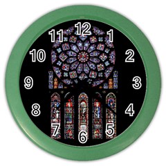 Chartres Cathedral Notre Dame De Paris Stained Glass Color Wall Clock by Grandong