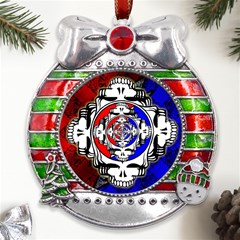 The Grateful Dead Metal X mas Ribbon With Red Crystal Round Ornament by Grandong