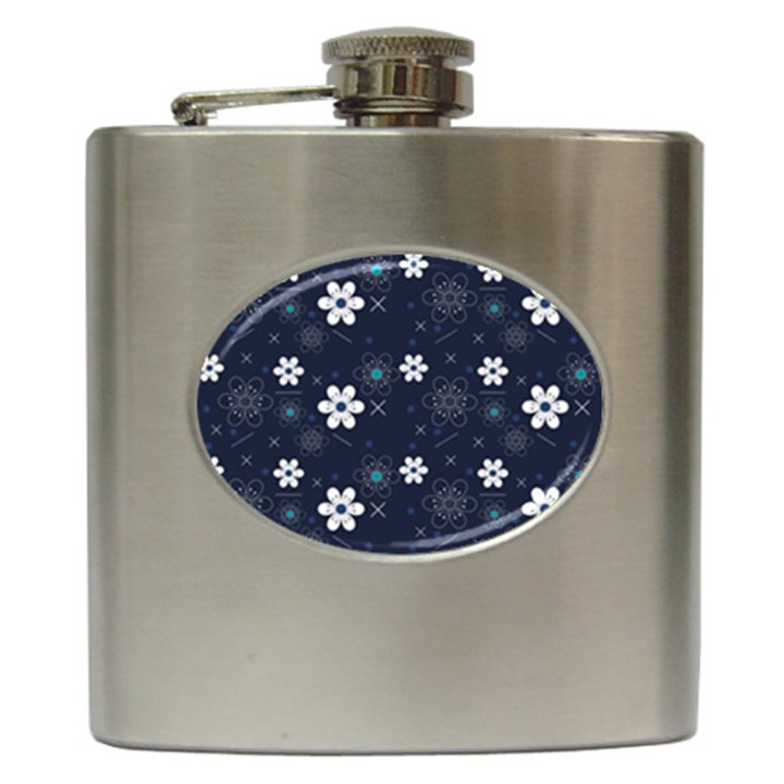 Blue Background Abstract Seamless Hip Flask (6 oz)