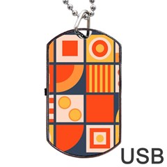 Square Shapes Pattern Design Dog Tag Usb Flash (two Sides) by Loisa77