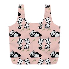 Cute Panda Animal Pattern Full Print Recycle Bag (l) by Perong