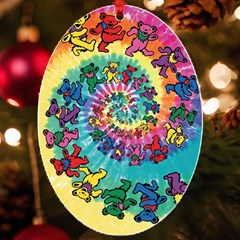 Tie Dye Grateful Dead Bears Uv Print Acrylic Ornament Oval by Perong