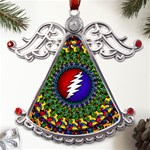 Grateful Dead Bear Pattern Metal Angel with Crystal Ornament Front