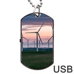 Wind Giants At Twilight Dog Tag Usb Flash (one Side) by Tellerarts