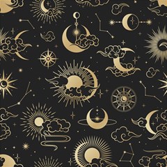 Asian Seamless Pattern With Clouds Moon Sun Stars Vector Collection Oriental Chinese Japanese Korean Play Mat (square) by Grandong