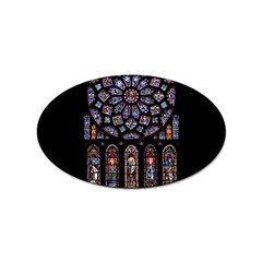 Chartres Cathedral Notre Dame De Paris Stained Glass Sticker (oval) by Grandong