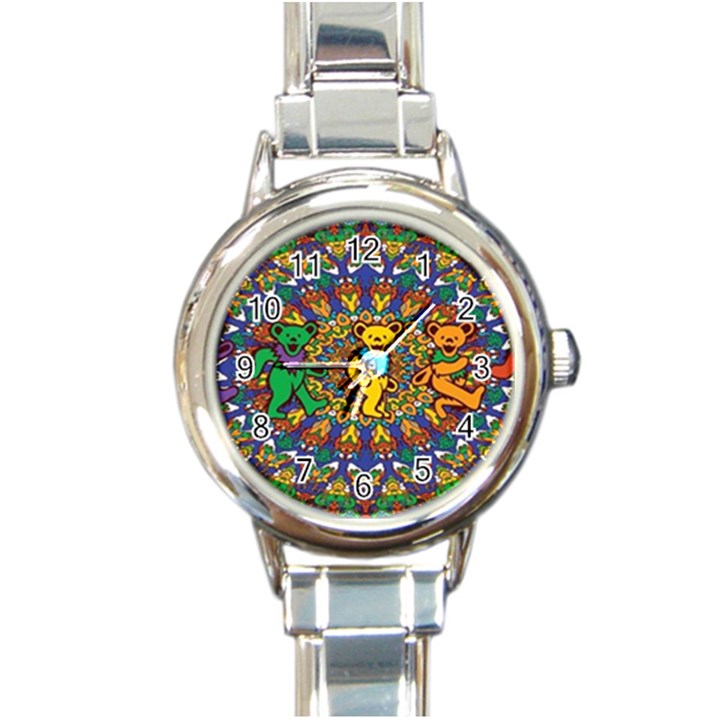 Dead Dancing Bears Grateful Dead Pattern Round Italian Charm Watch