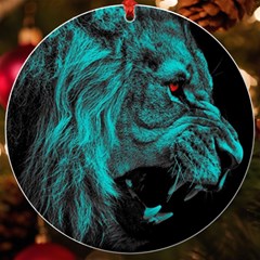 Angry Male Lion Predator Carnivore Uv Print Acrylic Ornament Round by Ndabl3x