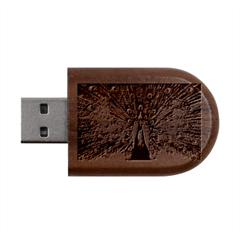 Peacock Feathers Bird Plumage Wood Oval Usb Flash Drive by Perong