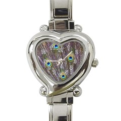 Peacock Bird Feathers Plumage Peacock Heart Italian Charm Watch by Perong