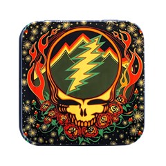 Grateful Dead Steal Your Face Deadhead Hippie Logo Music Square Metal Box (black) by Perong