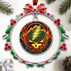 Grateful Dead Steal Your Face Deadhead Hippie Logo Music Metal X mas Wreath Ribbon Ornament by Perong