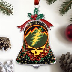 Grateful Dead Steal Your Face Deadhead Hippie Logo Music Metal Holly Leaf Bell Ornament by Perong