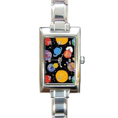 Space Galaxy Art Cute Art Rectangle Italian Charm Watch by Perong