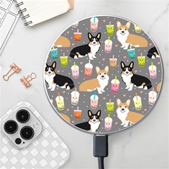 Corgi Boba Tea Bubble Tea Kawaii Food Welsh Corgis Dog Wireless Fast Charger(white) by Perong