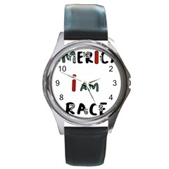 America  I Am Race Round Metal Watch by RiverRootz