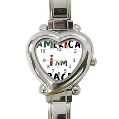 America  I Am Race Heart Italian Charm Watch by RiverRootz