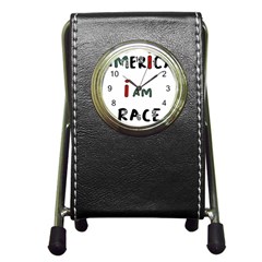 America  I Am Race Pen Holder Desk Clock by RiverRootz