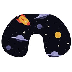 Cosmos Rocket Spaceship Ufo Travel Neck Pillow by Salmanaz77