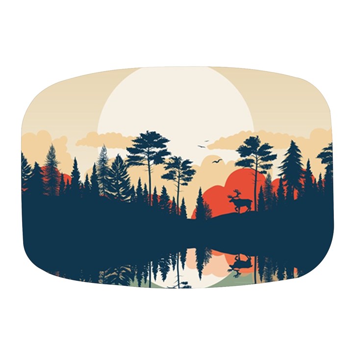 Summer Lake Forest Sunset Deer Water Mini Square Pill Box