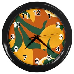 Lemon Citrus Fruit Summer Painting Drawing Wall Clock (black) by Grandong