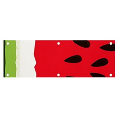 Watermelon Black Green Melon Red Banner And Sign 6  X 2  by Cemarart