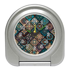 Flower Texture Background Colorful Pattern Travel Alarm Clock by Cemarart