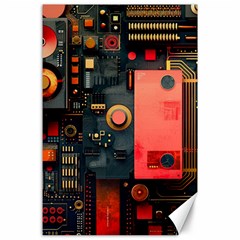 Tech Technology Pattern Canvas 24  X 36  by Salmanaz77