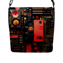 Tech Technology Pattern Flap Closure Messenger Bag (l) by Salmanaz77