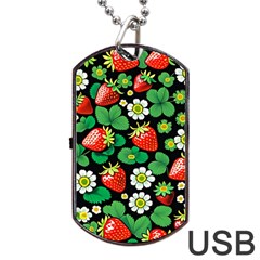 Strawberries Pattern Dog Tag Usb Flash (two Sides) by Salmanaz77