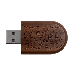 Summer Pineapple Fruit Tropical Wood Oval Usb Flash Drive by Paksenen