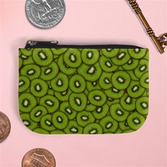 Kiwi Fruit Pattern Green Background Mini Coin Purse by Paksenen