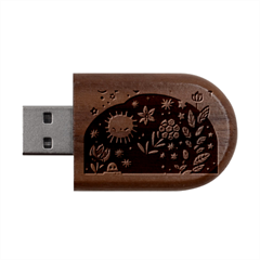 Rainbow Fun Cute Minimal Doodle Wood Oval Usb Flash Drive by Bedest