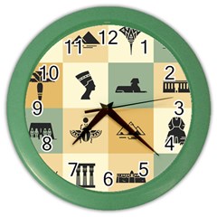 Egyptian Flat Style Icons Color Wall Clock by Bedest