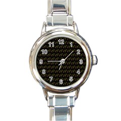 Fern Pattern 2 Black Round Italian Charm Watch by snowwhitegirl