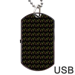 Fern Pattern 2 Black Dog Tag Usb Flash (two Sides) by snowwhitegirl