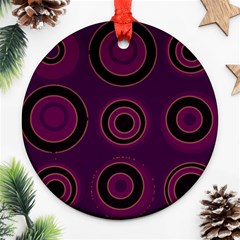 Mazipoodles Retro Circles Revisited - Blackcurrant Blackcherry Black Ornament (round) by Mazipoodles