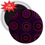 Mazipoodles Retro Circles Revisited - Blackcurrant Blackcherry Black 3  Magnets (10 pack)  Front