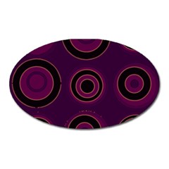 Mazipoodles Retro Circles Revisited - Blackcurrant Blackcherry Black Oval Magnet by Mazipoodles