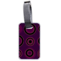 Mazipoodles Retro Circles Revisited - Blackcurrant Blackcherry Black Luggage Tag (two Sides) by Mazipoodles