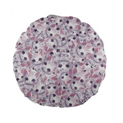 Sweet Kawaii Kitty Pattern (ai) Bk Standard 15  Premium Flano Round Cushions by dflcprintsclothing