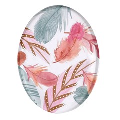 Feathers, Boho, Cute, Feather, Pastel Oval Glass Fridge Magnet (4 Pack) by kyorashop23