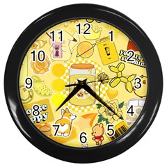 Marillo Pastel Zkt, Aesthetic, Stickers, Yellow Wall Clock (black) by kyorashop23