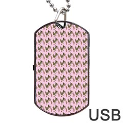 Fern Pattern 2 Pink Dog Tag Usb Flash (two Sides) by snowwhitegirl