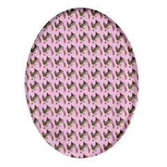 Fern Pattern 2 Pink Oval Glass Fridge Magnet (4 Pack) by snowwhitegirl