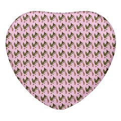 Fern Pattern 2 Pink Heart Glass Fridge Magnet (4 Pack) by snowwhitegirl