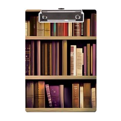 Books Bookshelves Office Fantasy Background Artwork Book Cover Apothecary Book Nook Literature Libra A5 Acrylic Clipboard by Posterlux