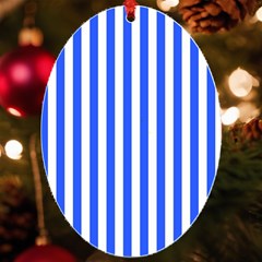 Blue Stripes, Sticker, Stickers Uv Print Acrylic Ornament Oval by kyorashop23