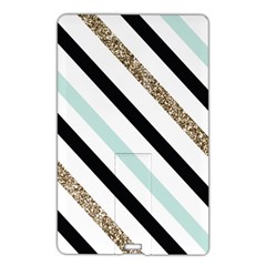 Pattern, Blue, Gold, Lines, Stripes Name Card Style Usb Flash Drive by kyorashop23